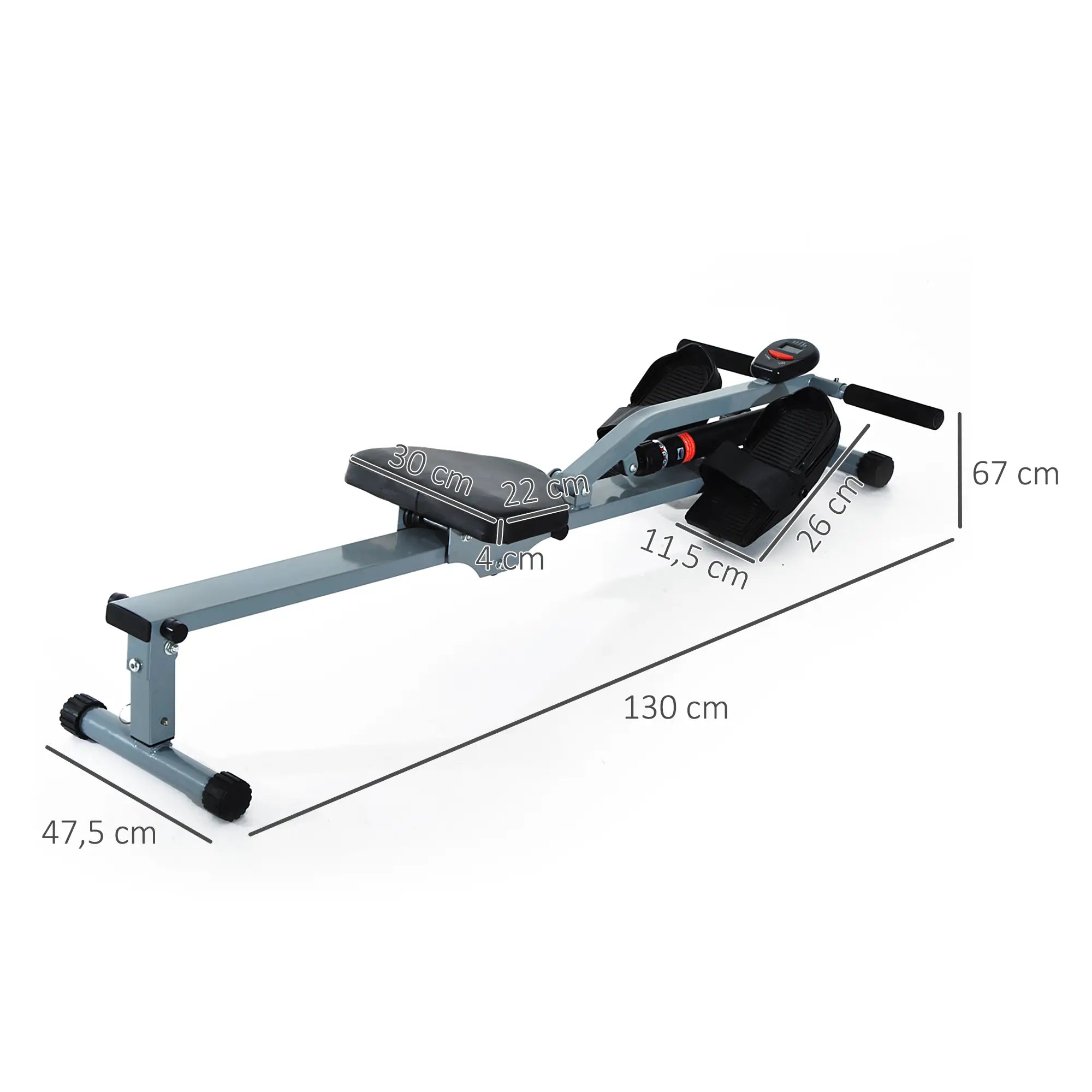 HOMCOM Roeitrainer Hometrainer met LCD-display, verstelbare weerstand