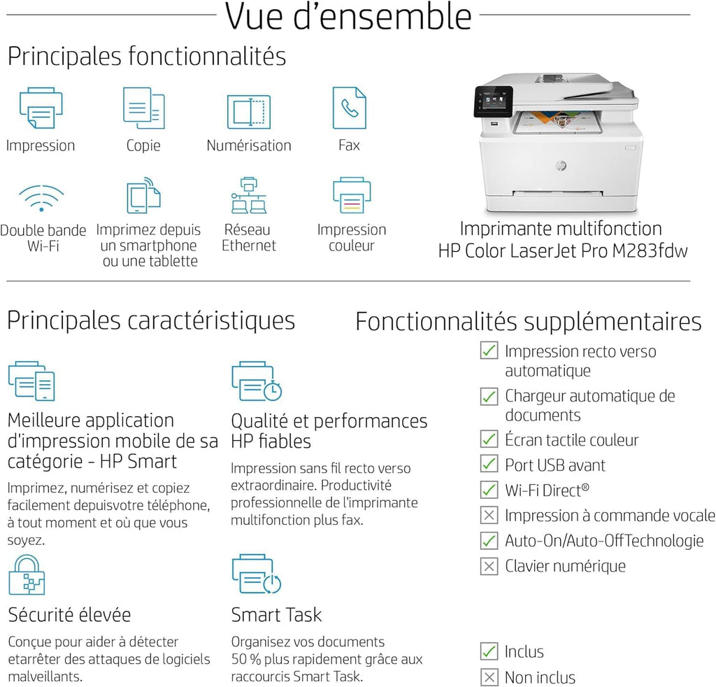 HP Color LaserJet Pro MFP 3302fdwg multifunctionele kleurenlaserprinter, fax, automatisch dubbelzijdig afdrukken, touchscreen, wifi, ethernet, USB, HP Wolf Pro Security