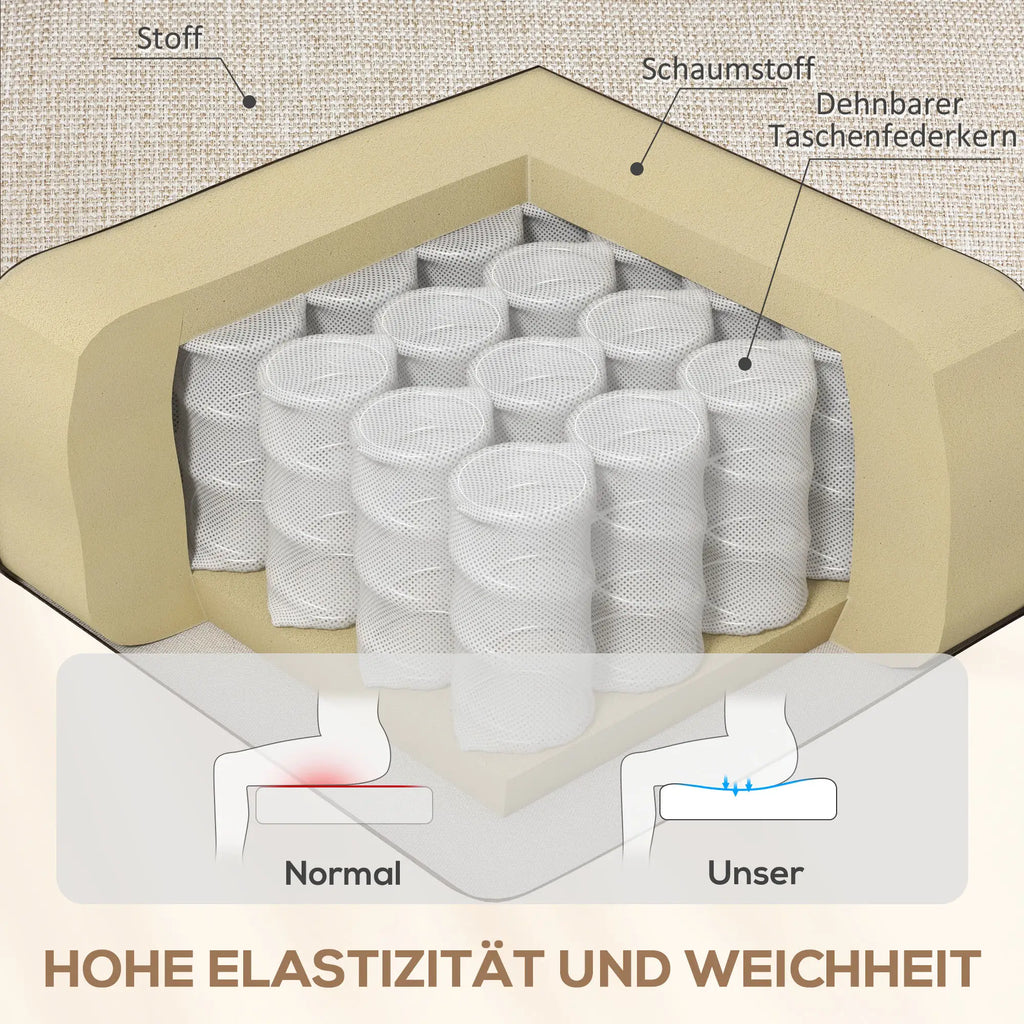 HOMCOM Relaxfauteuil Ligstoel 160° verstelbaar Pocketvering Beige