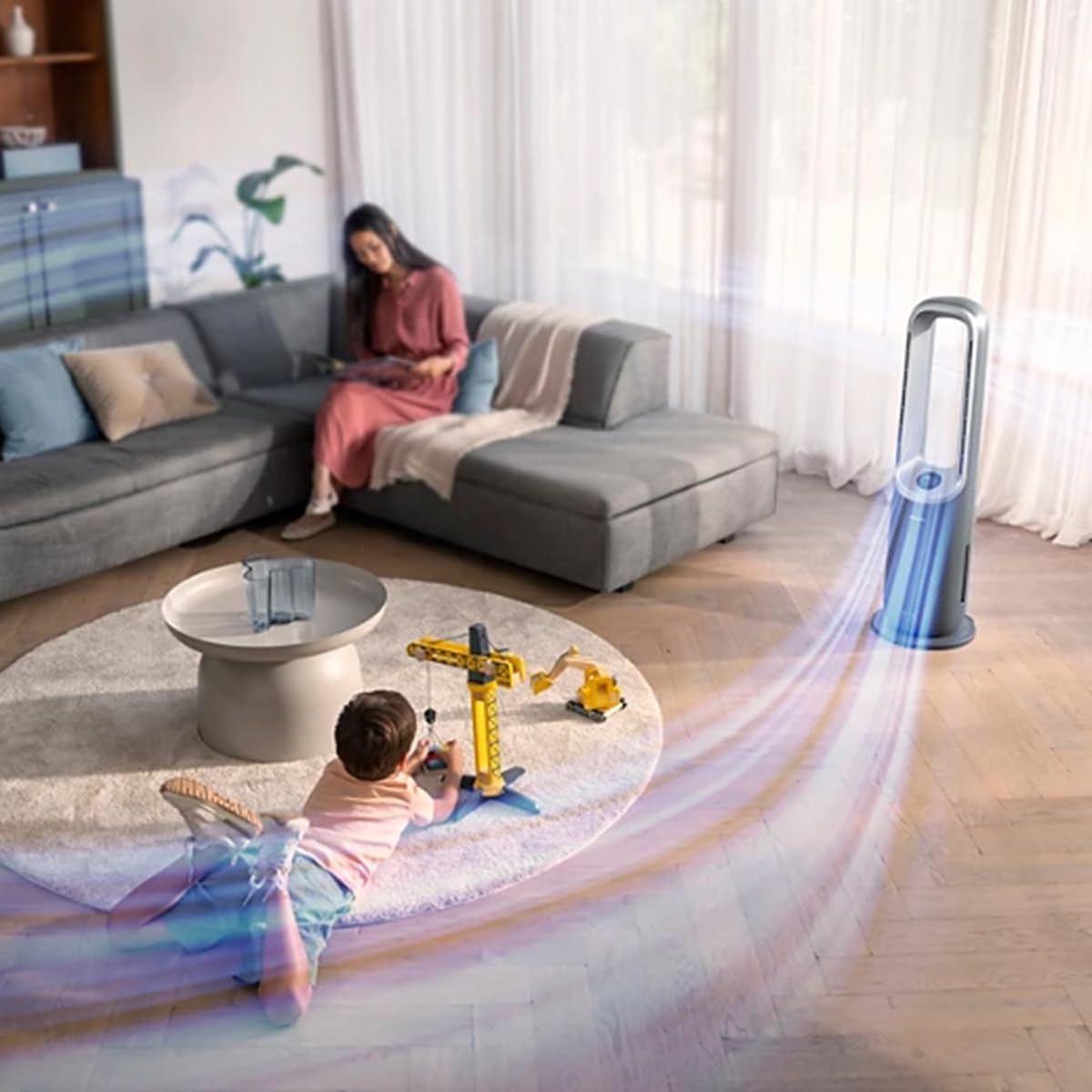 Philips Air Performer 2-in-1: Luchtzuiveraar en Ventilator - Reinigt 70 m², Verwijdert 99,97% van allergenen en verontreinigende stoffen. HEPA-filter, Slimme sensoren, Alexa, App. (AMF765/10)