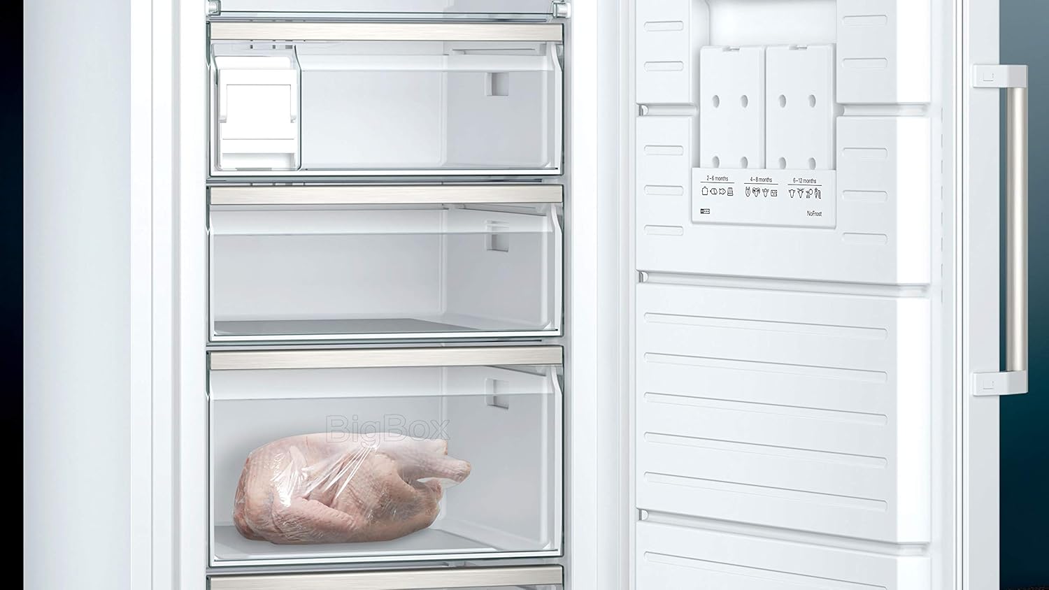 Siemens GS54NAWCV iQ500 vriezer, 176 x 70 cm, 327 L, noFrost nooit meer ontdooien, bigBox ruimte voor grote diepvriesproducten, varioZone flexibele glasplateaus en laden, wit