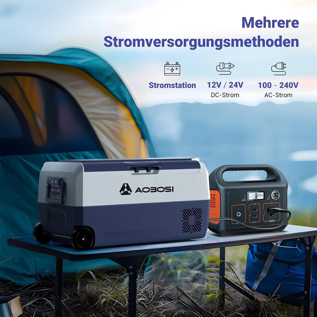 AAOBOSI Compressor Koelbox 36 L, Koelbox Auto met Wifi App Besturing, 12/24 V en 100-240 V Elektrische Koelbox, tot -20 °C voor Auto, Vrachtwagen, Boot, Camper, Camping, Dubbele Zone