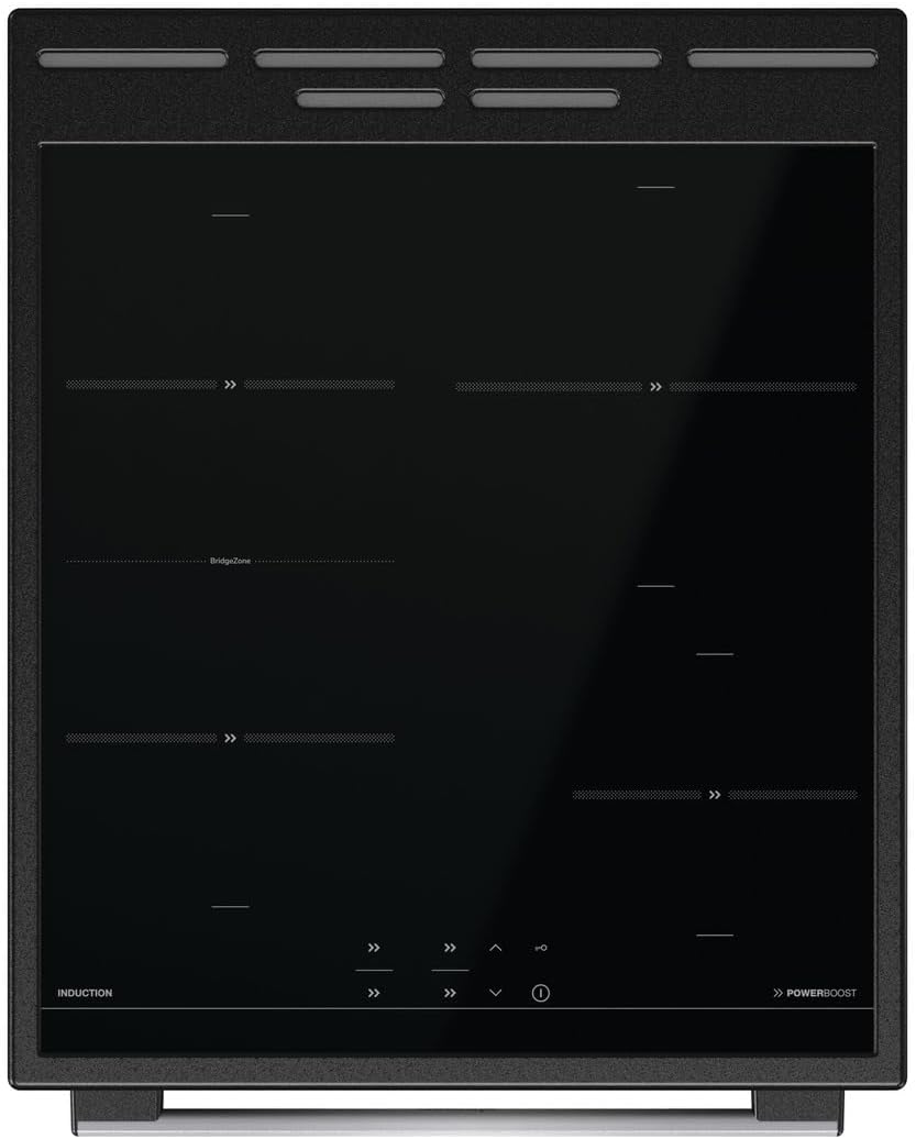 Gorenje GEIT5C61SPG vrijstaand fornuis met inductiekookplaat, 50 cm, 70 liter, zilver, PerfectGrill, AirFry, FrozenBake, Pizza Mode 300°C, AquaClean, Made in Europe, RVS