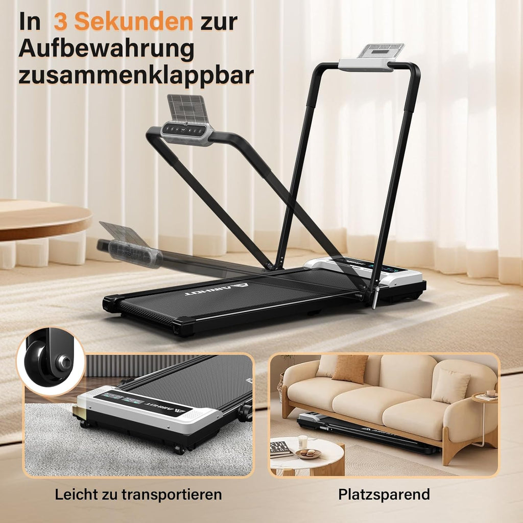 Loopband voor thuis-AIRHOT, 2,5 pk Walking Pad, loopband onder bureau met afstandsbediening en LED-display, maximale snelheid van 6 km/u OF 12 km/u. Compacte loopband voor thuis of op kantoor