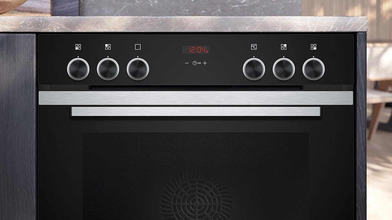 Siemens EQ311KA1ZM inbouw kookset iQ300, integreerbare oven-kookplaatcombinatie 60 cm breed, stoomondersteuning, snel voorverwarmen, 3D hetelucht, braadzone, zwart