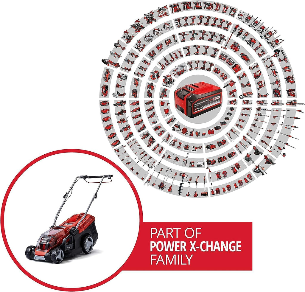 Einhell Accu grasmaaier GE-CM 36/36 Li Kit Power X-Change (36 V, 36 cm maaibreedte, tot 400 m², Brushless, 40L opvangzak, 25-75 mm maaihoogte, incl. 2x 4,0 Ah accu + 2x lader)