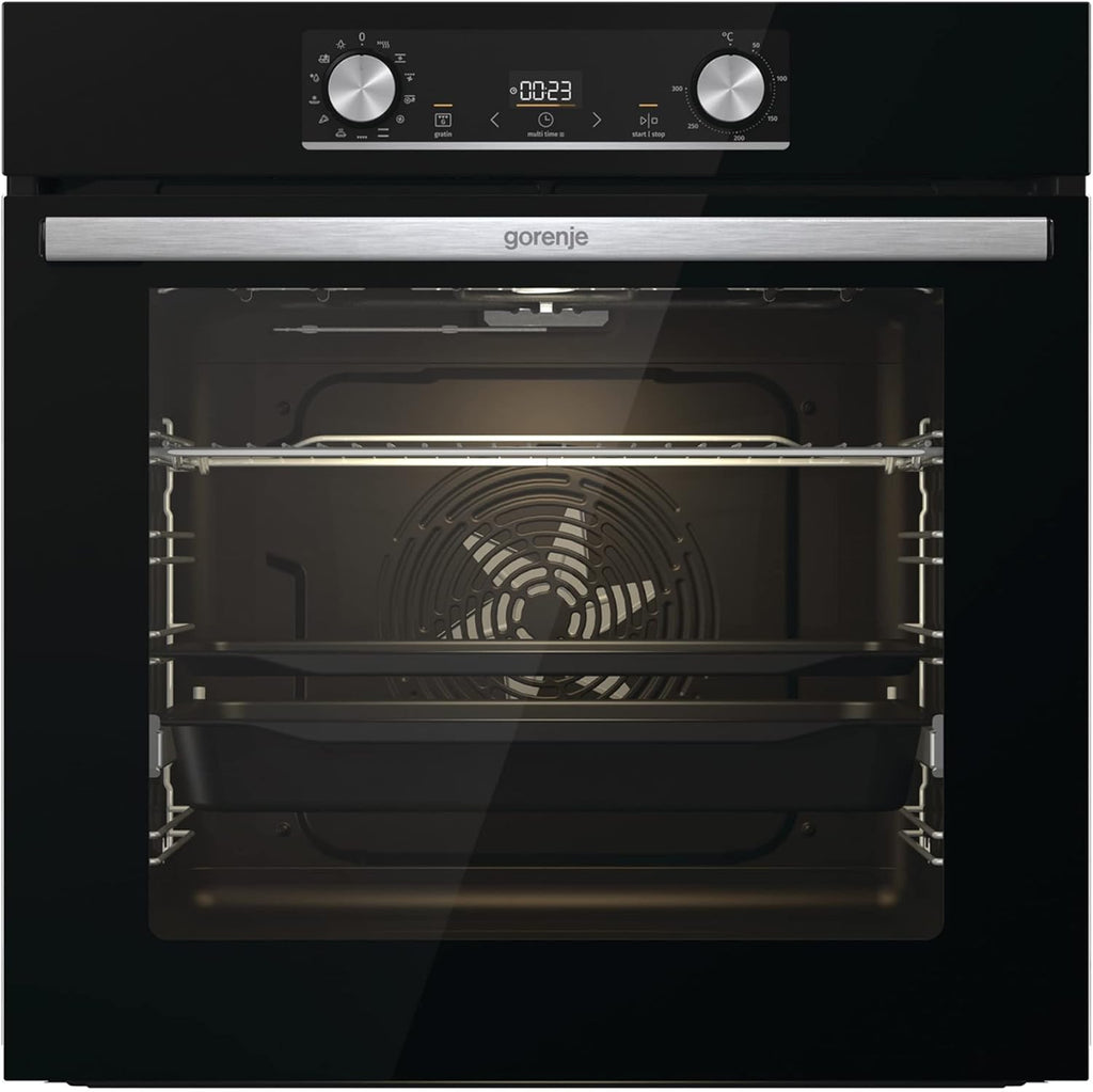 Gorenje 738971 Inbouw Ovenset OptiBake Black Steam Pyro Set / 77L / Hetelucht/Pyrolyse/ExtraSteam/GentleClose/AirFry/Pizzamode 300°C/PerfectGrill/Inductiekookplaat met BridgeZone/zwart