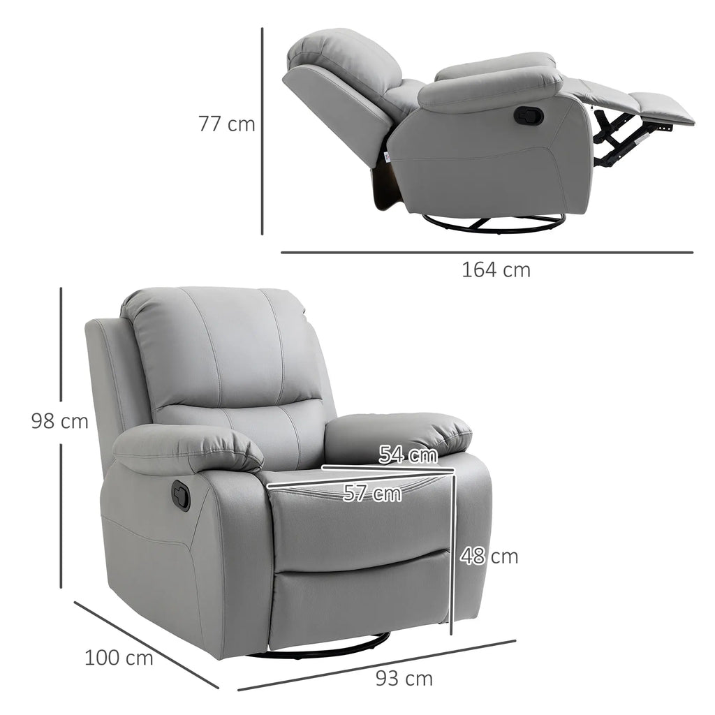 HOMCOM Relaxfauteuil tv-stoel verstelbaar draaibaar grijs