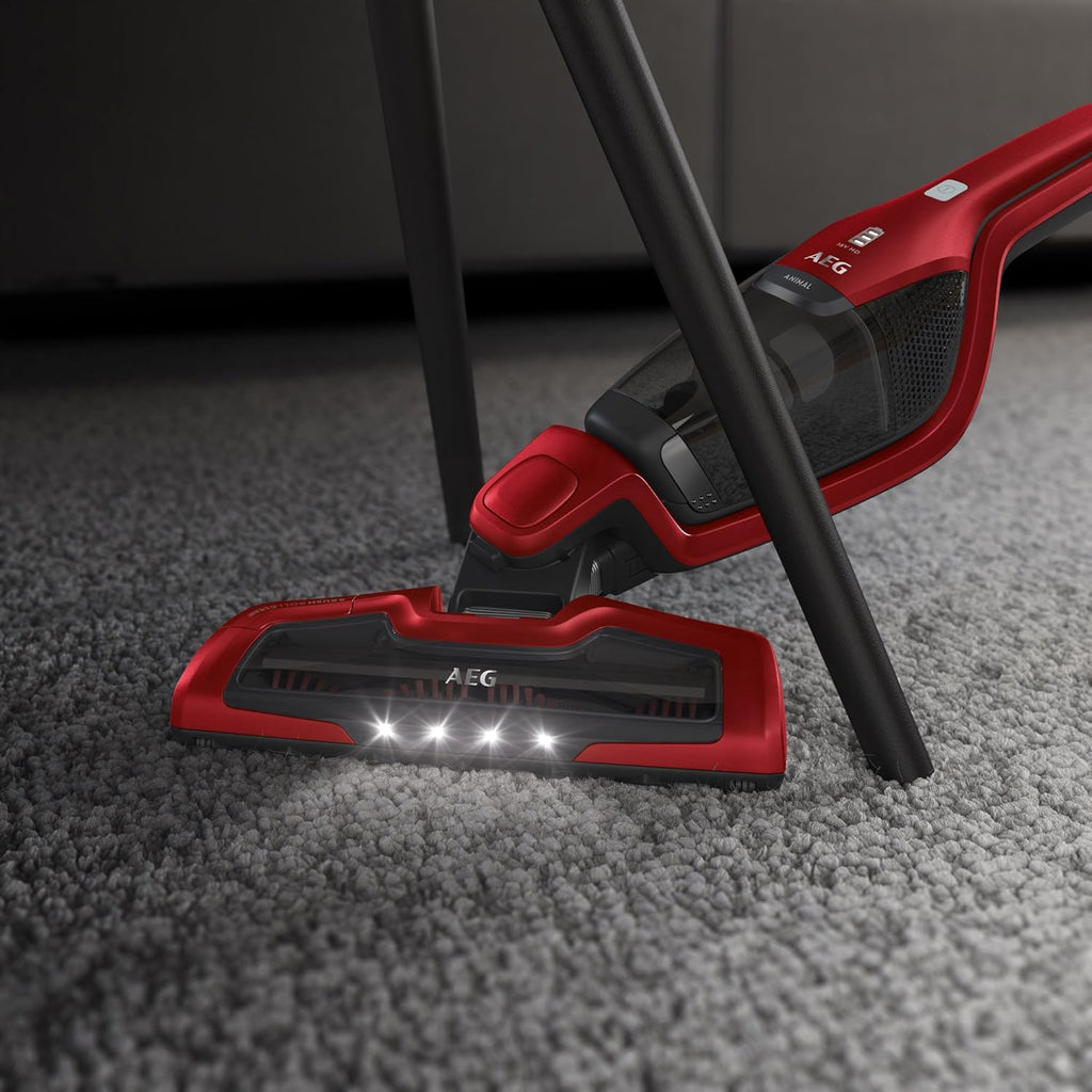 AEG Ergorapido CX7-2-45AN 2-in-1 Accu steelstofzuiger / zakloos / dierenharenborstel / tot 45 min. looptijd / vrijstaand / 180° draaibaar mondstuk / borstelreinigingsfunctie / LED-verlichting / rood / Exclusief bij Amazon