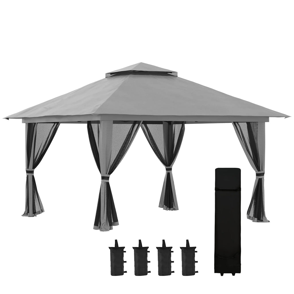 Outsunny Opvouwbare Partytent in hoogte verstelbaar UV50+ met Wieltjes