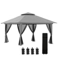 Outsunny Opvouwbare Partytent in hoogte verstelbaar UV50+ met Wieltjes