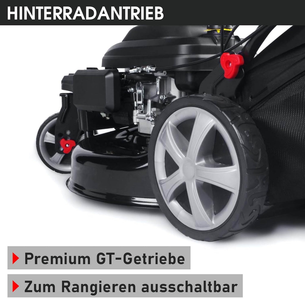 BRAST® Benzine grasmaaier Trike met aandrijving | 5,2kW (7PK) | 53cm maaibreedte | veel modellen | TÜV | 4-takt OHV motor | 30-80mm maaihoogte | 60L opvangbak | Stalen behuizing | Snelheid