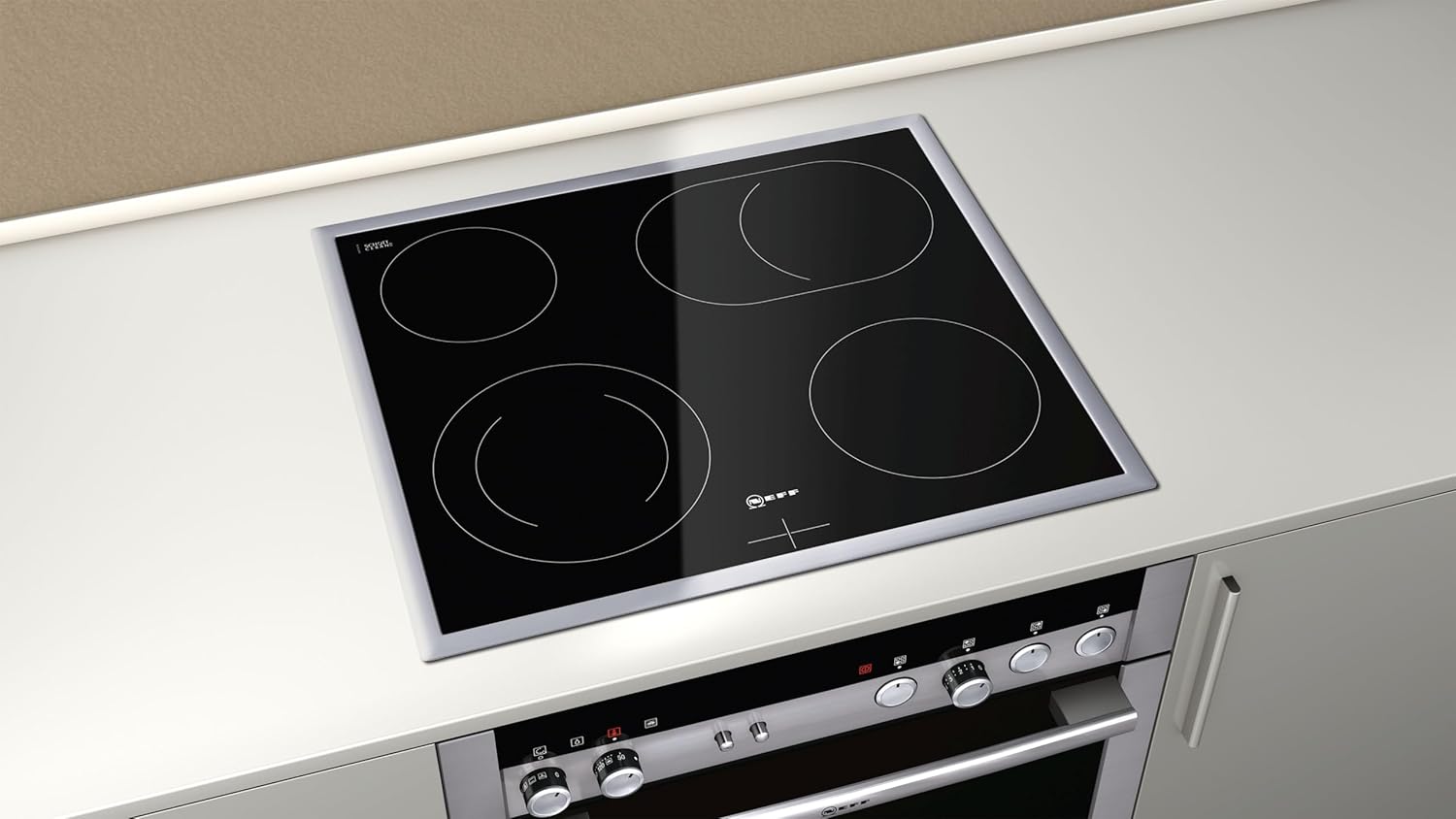 NEFF EDX442, Set bestehend aus E1ECD0AN0, N 30, Einbauherd mit CircoTherm, 60 x 60 cm, Edelstahl und M13R42N2, N 50, herdgesteuertes Elektrokochfeld, 60 cm, Schwarz, mit Rahmen aufliegend