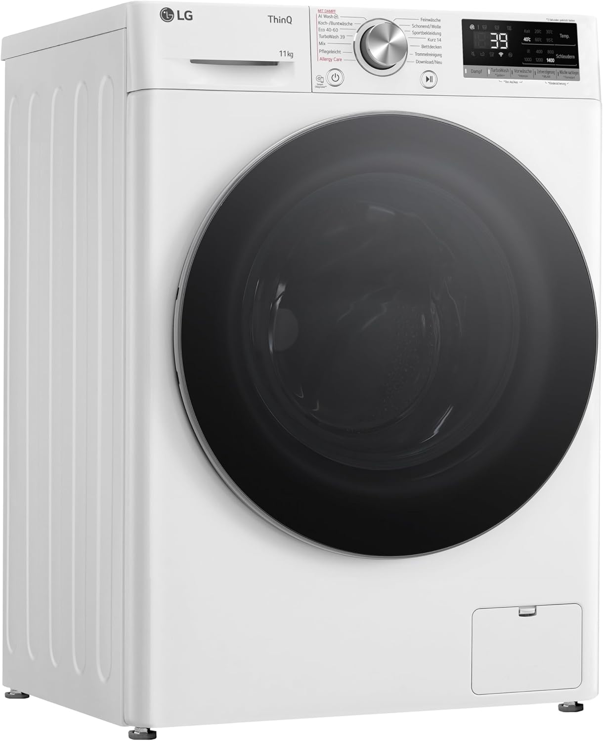 LG F4WV7080, Klasse A, Voorlader Wasmachine 8 kg, 1400 tpm, AI Direct Drive, Wi-Fi, Dieptereiniging met Stoom, Grote Capaciteit, TRIPLE A, Veiligheidsglas Buitendeur, 62 x 60 x 85 cm ꟷ Wit