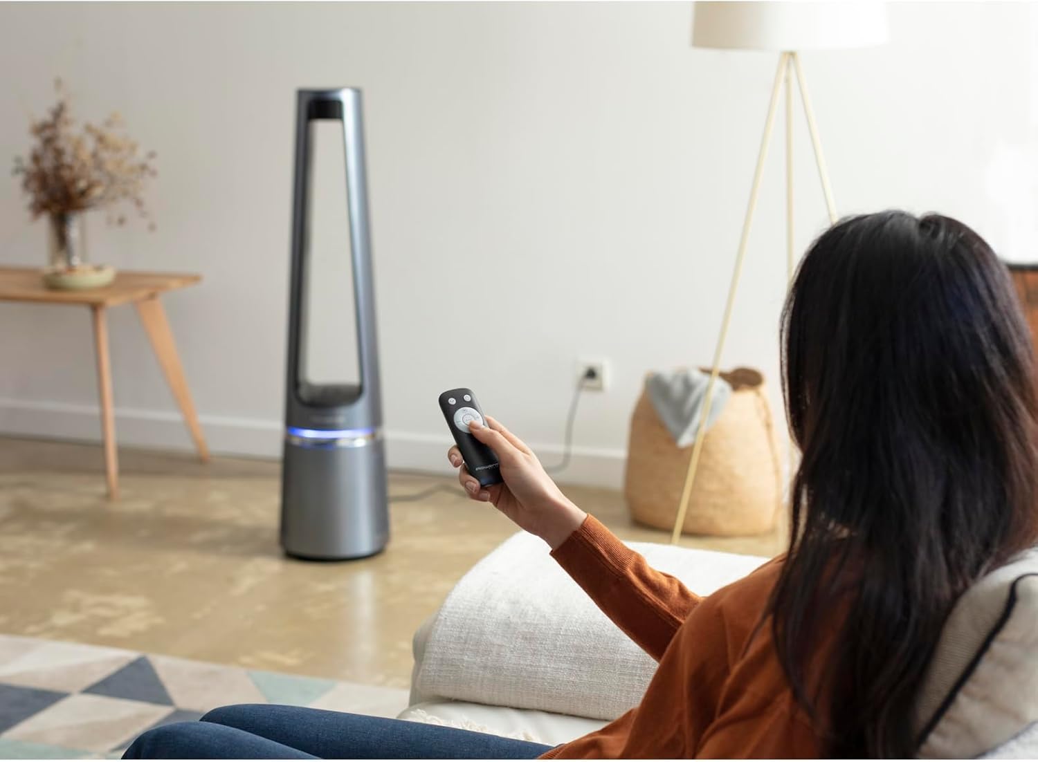 Rowenta QU5062 Eclipse 3in1 Luchtreiniger, ventilator, kachel, filtert 99,9% van de deeltjes, voor kamers tot 30 m2, snelle verwarming tot 35°C, automatische dag- en nachtmodus, zwart/grijs