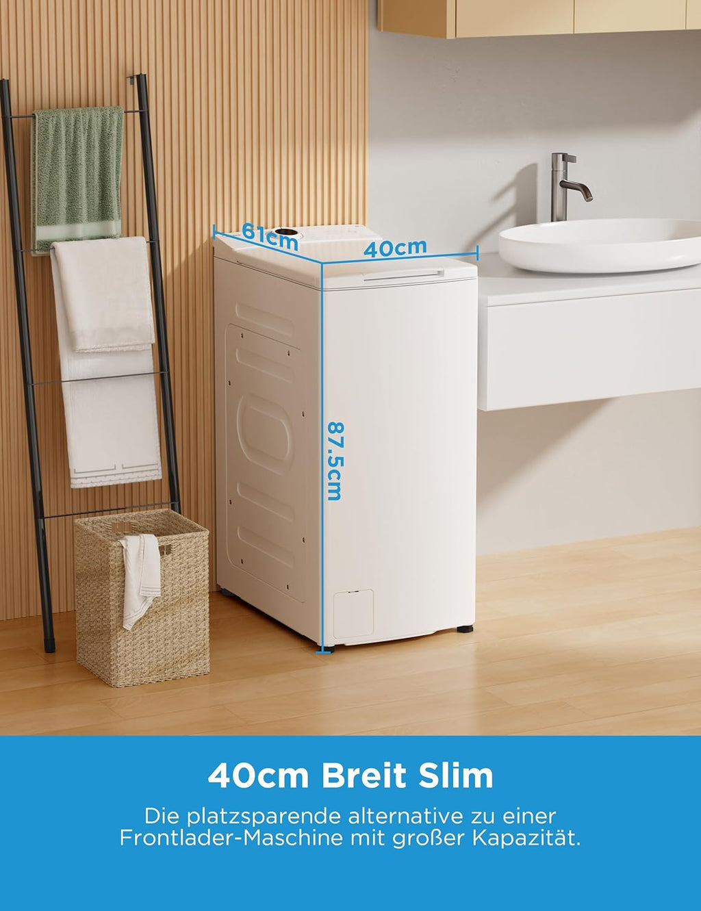 Midea bovenlader wasmachine MF10ET70B / 7KG / A / 1200 tpm/BLDC invertermotor/stoomfunctie/SoftOpener/XL deursopening/kort 15'&45' / meerdere temperatuuropties/AquaStop, wit