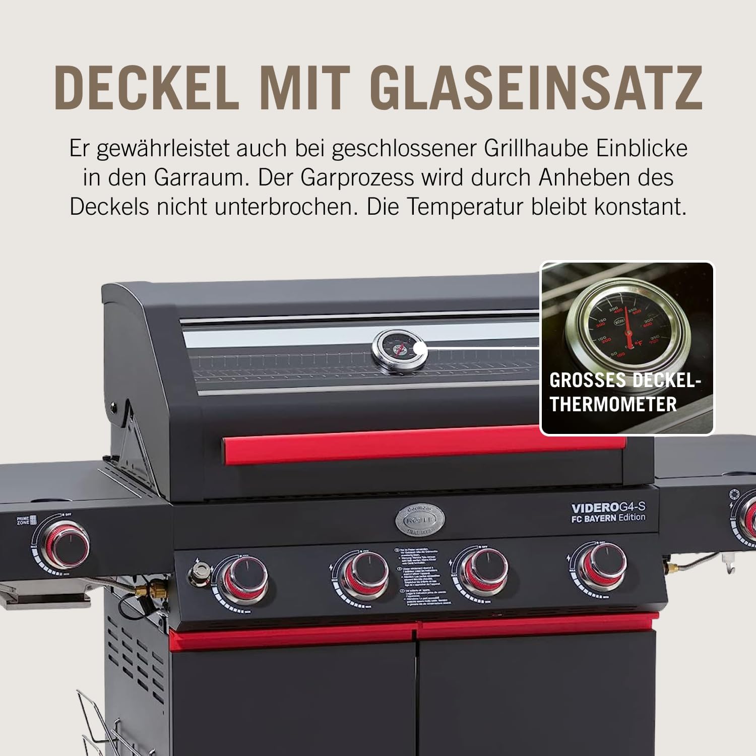 RÖSLE Elektrische BBQ-grill Portable Videro E2-P, draagbare tafelgrill met 2 branders, warmhoudrooster en deksel met glasplaat, gepoedercoat staal, zwart/zilver