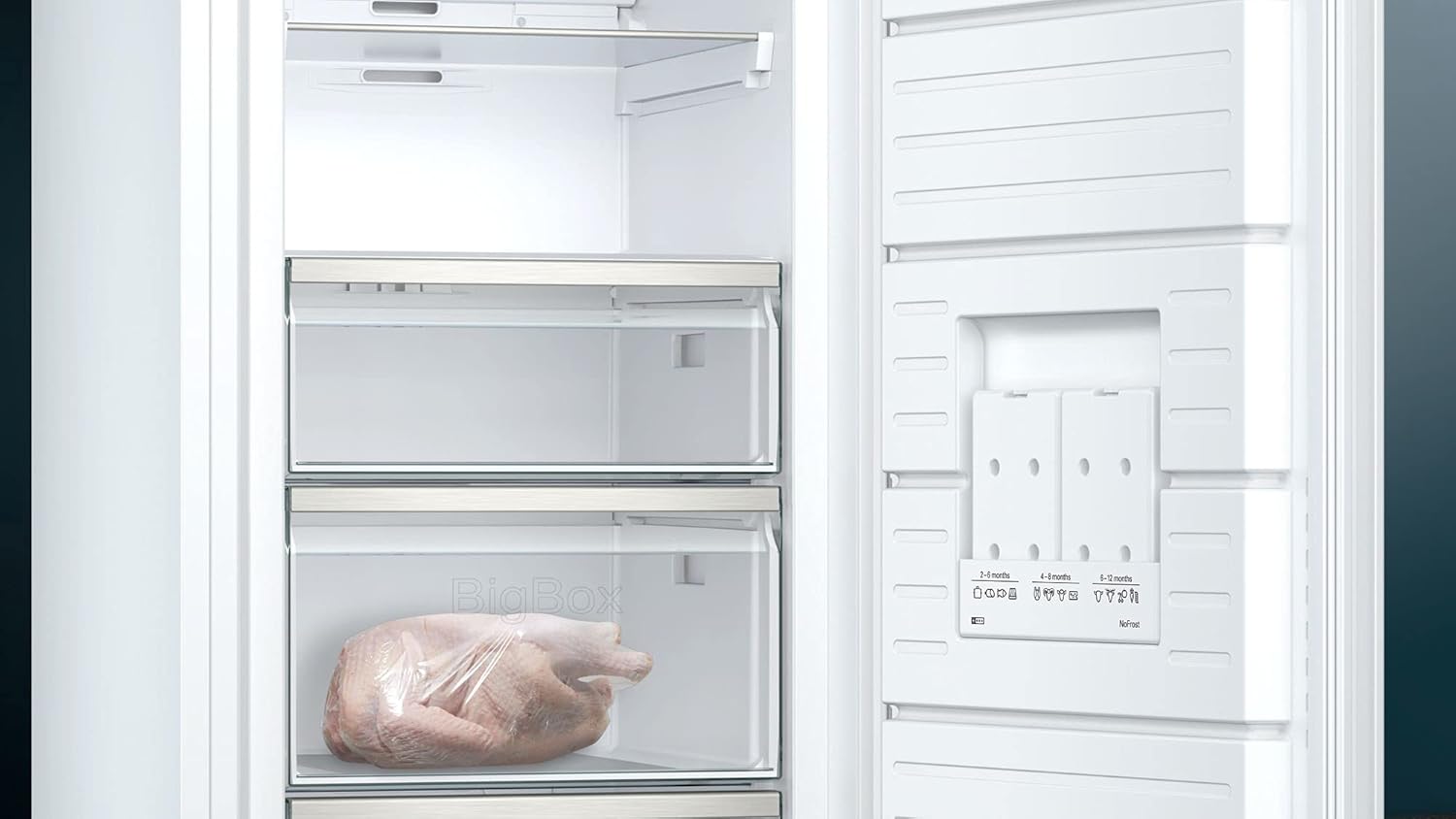 Siemens GS54NAWCV iQ500 vriezer, 176 x 70 cm, 327 L, noFrost nooit meer ontdooien, bigBox ruimte voor grote diepvriesproducten, varioZone flexibele glasplateaus en laden, wit