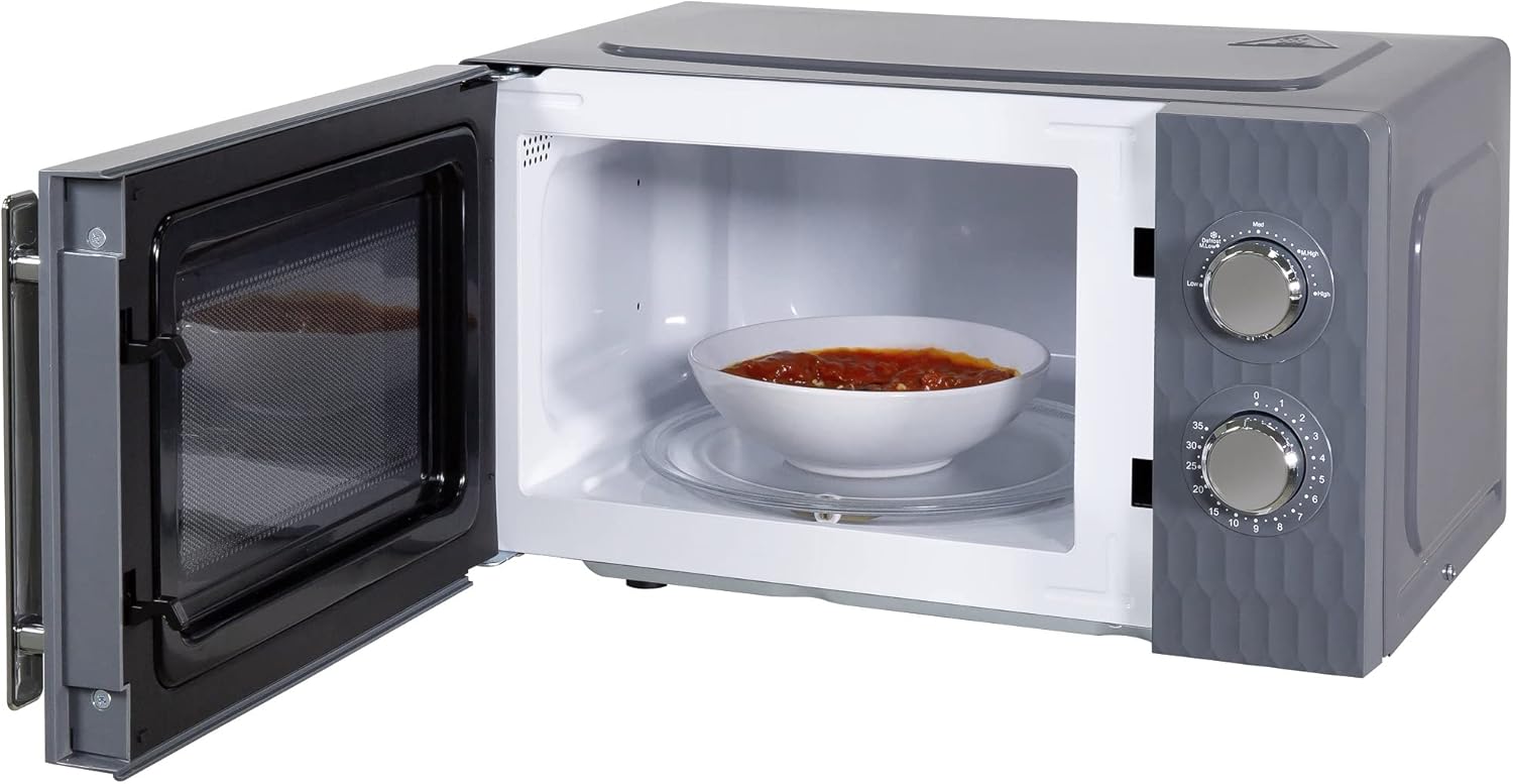 Russell Hobbs Honeycomb RHMM715G 17 liter 700 W grijs solo handmatige magnetron met 5 standen, geïntegreerde timer en ontdooifunctie