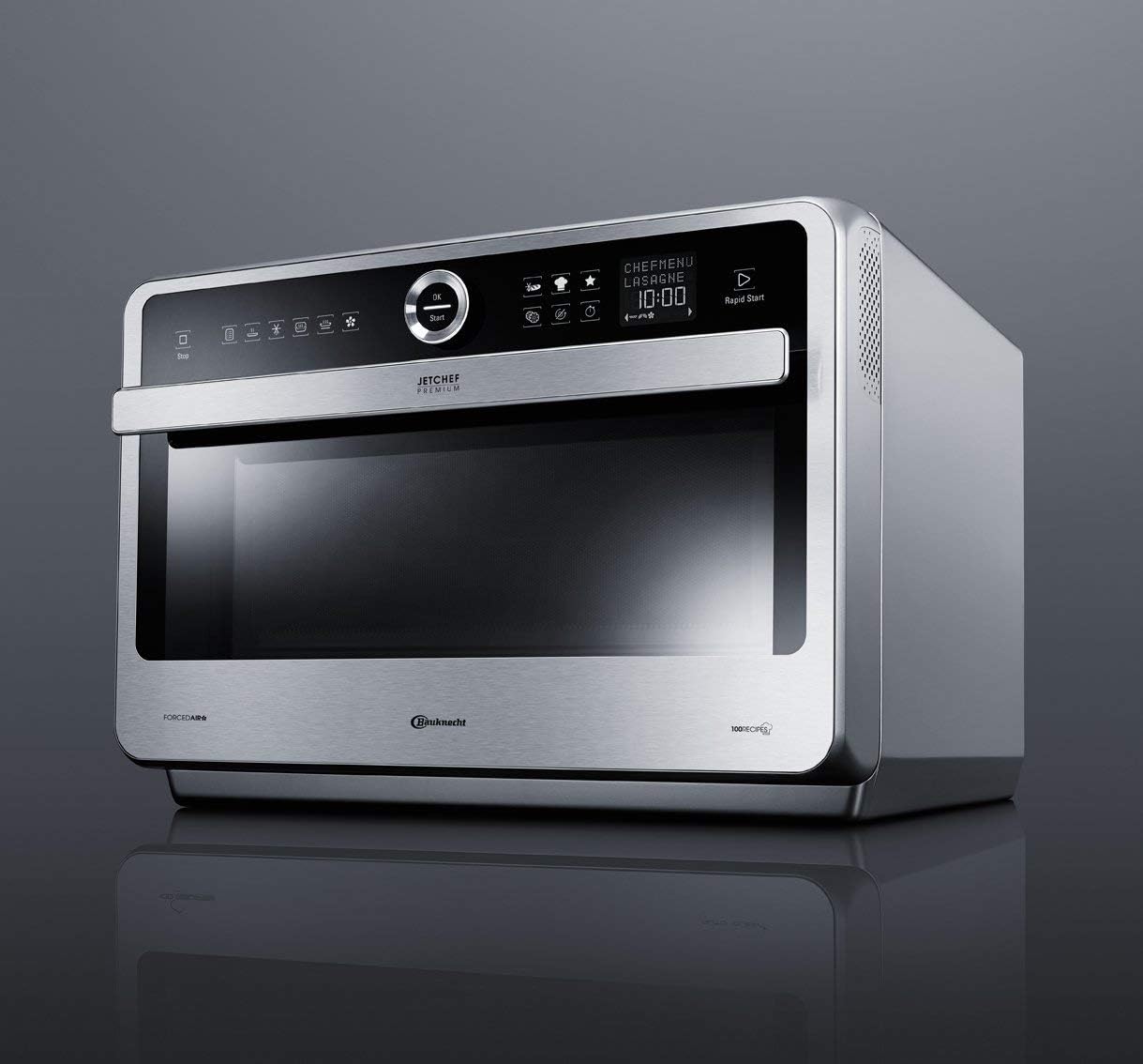 Bauknecht Jet Chef MW 179 IN Rvs 5-in-1 Multifunctionele Magnetron/ 1000 W/ 33 L Gaarruimte/Hete lucht 1500 Watt/ Kwartsgrill 1200 W/DualCrisp/ Stoomkoken/Smelt- en Snelontdooifunctie