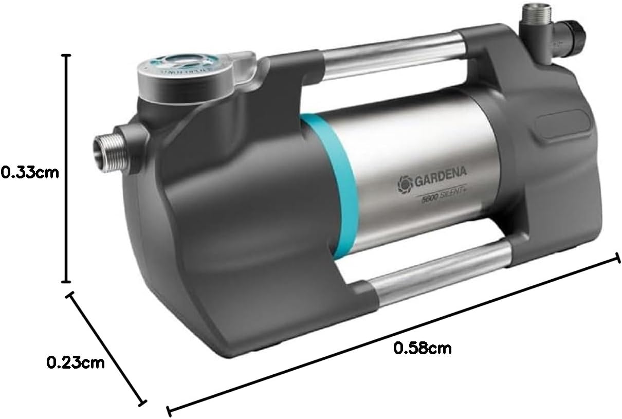 Gardena Tuingietpomp 5600 Silent+: Zeer stille, innovatieve besproeiingspomp, pompdebiet 5600 l/u, 900 W motor, 4,7 bar, waterdicht, energiebesparend (9057-20)