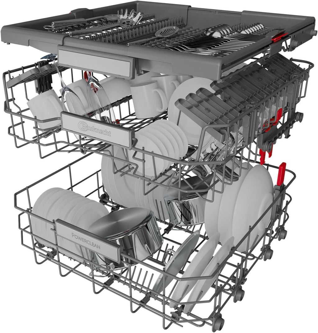Bauknecht BCIO 3T341 PLET Vollintegrierbarer Geschirrspüler 60 cm /Edelstahl/14 Maßgedecke/10 Standardprogramme und 1 Sensorprogramm/PowerClean/ActiveDry/Besteckschublade/Vollwasserschutz