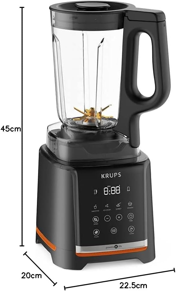 Krups Highspeed-blender InfinyMix KB9158 | 1600 W | 5 automatische programma's + handmatige instelling | Tritan-kan | incl. receptenboekje | Smoothies, shakes, crushed ice | Zwart