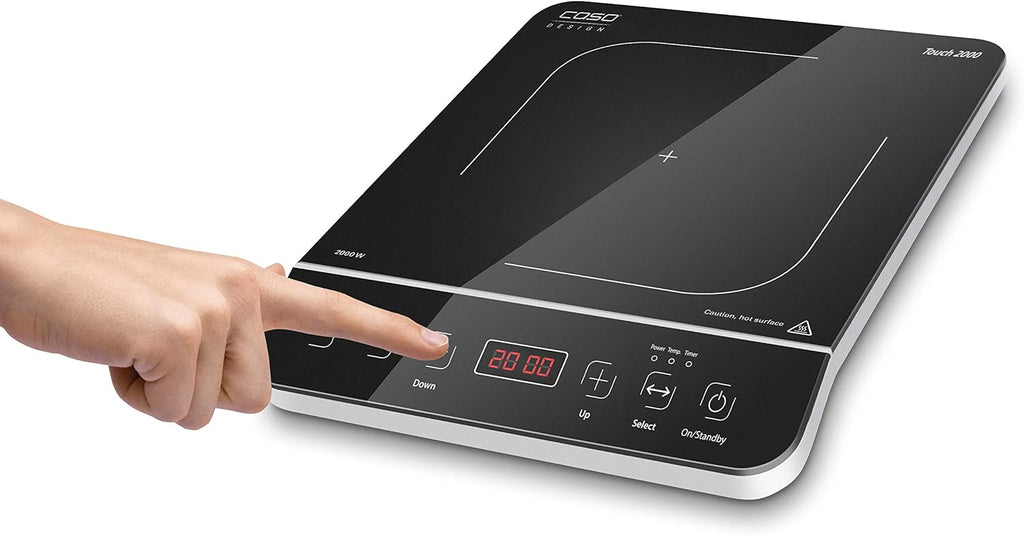 CASO Touch 3500 dubbele mobiele inductiekookplaat, veiligheidsschakelaar, 60-240°C, 6 standen, timer 180 min., pannen tot 26 cm, 3500 watt, glaskeramiek