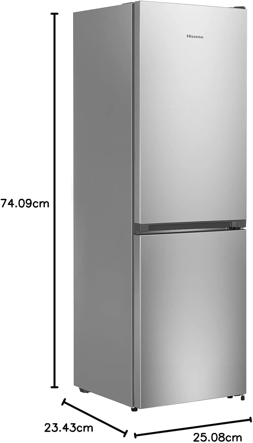 Hisense RB327N4AD2 koel-vriescombinatie/ NoFrostPlus/ Multiflow 360°/ HolidayMode/ FreshZone/ 182,4 cm/ koelgedeelte 171 l/ vriesgedeelte 85 l/ 41 dB/ 287 kWh/ jaar/ roestvrijstalen look