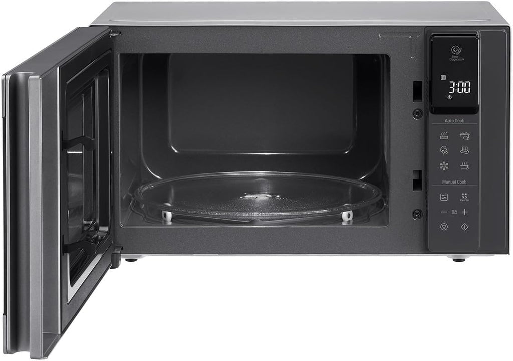 LG MS2595CIS magnetron met Smart Inverter-technologie, 25 liter inhoud, 1000 W, automatische programma's, instelbare vermogensniveaus en EasyClean-functie, zilver