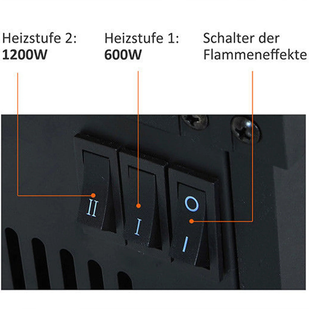 HOMCOM elektrische haard met vlameffect & 2 warmtestanden