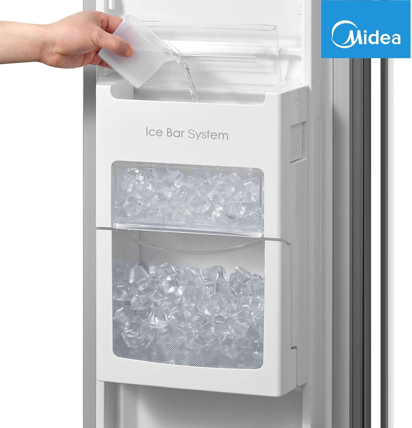 Midea KS-DDX 6.32 WT Amerikaanse koelkast/178,8 cm hoogte/254 kWh/jaar/No Frost/Dual Inverter Compressor/met 3-in-1 water-/ijsdispenser en watertank, Dark Inox