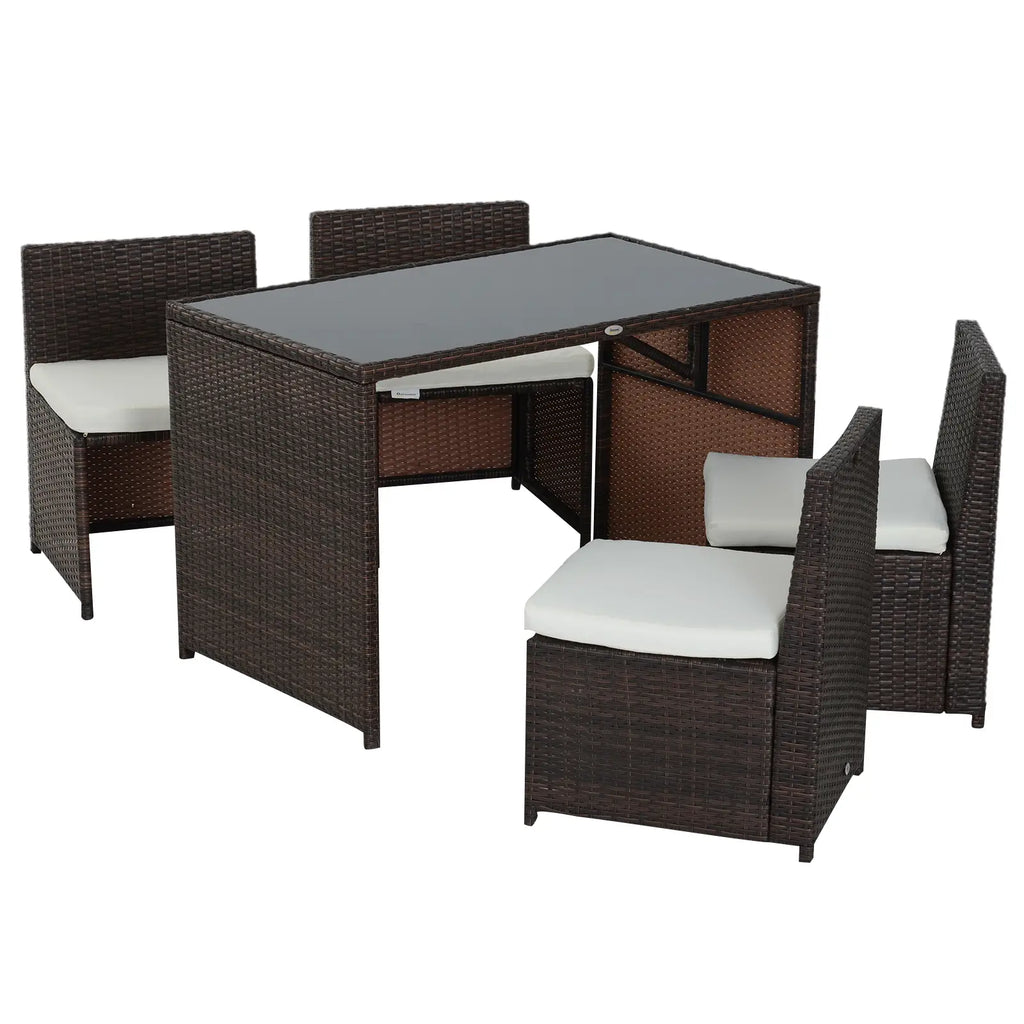 Outsunny Polyrattan Tuinmeubelset 5-delig. weerbestendig UV-bestendig