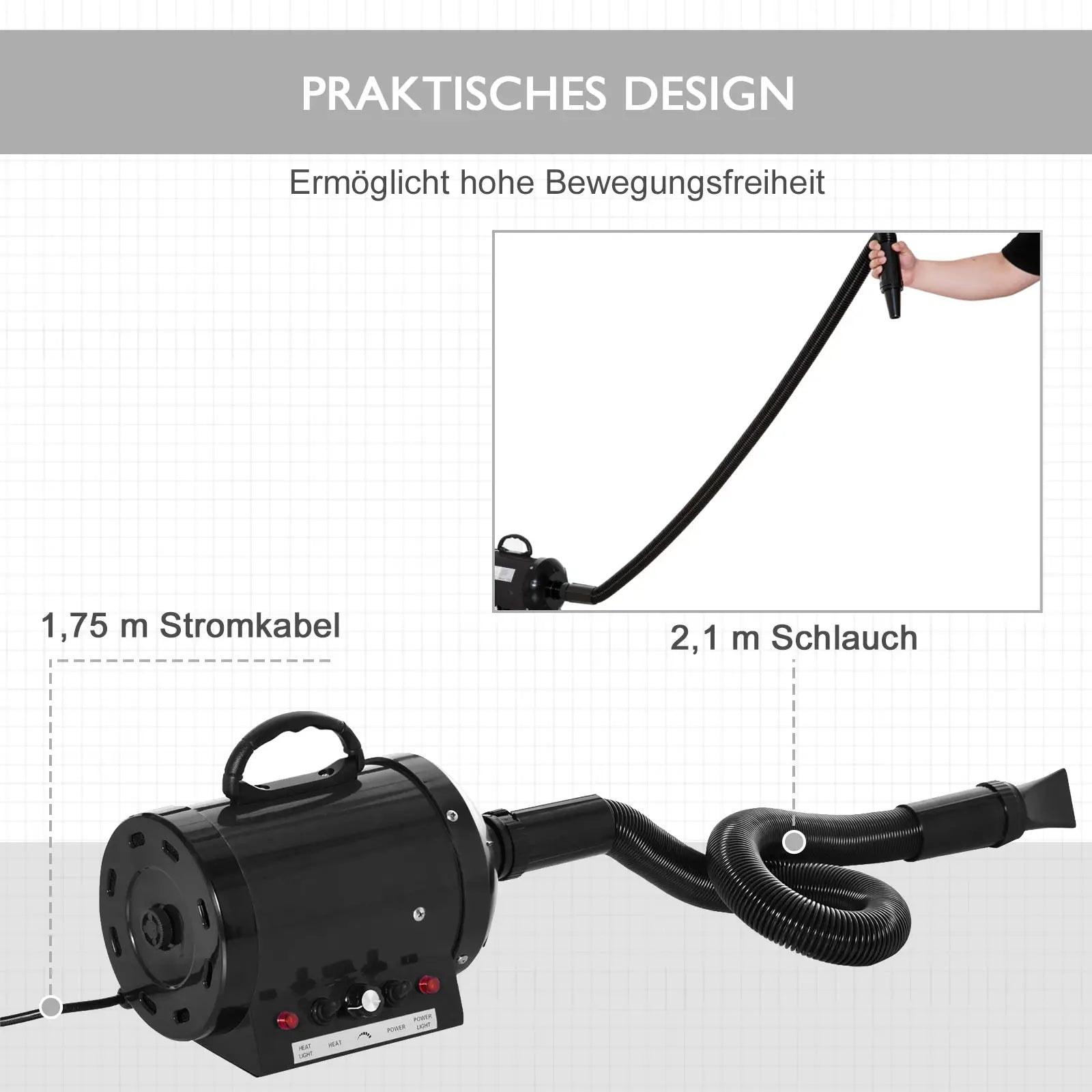 PawHut hondenfohn 2800W stil traploos instelbaar