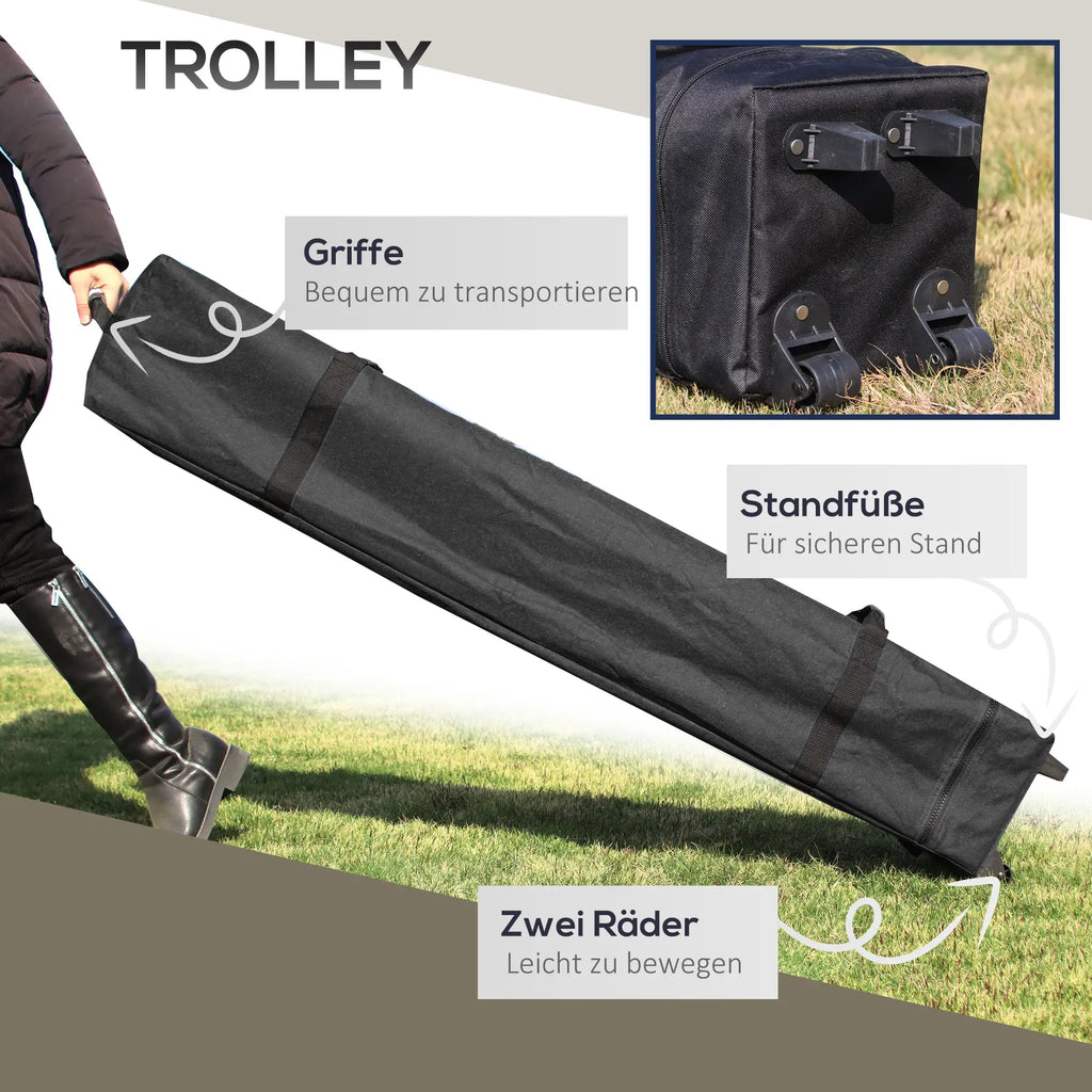Outsunny Opvouwbare Partytent in hoogte verstelbaar UV50+ met Wieltjes