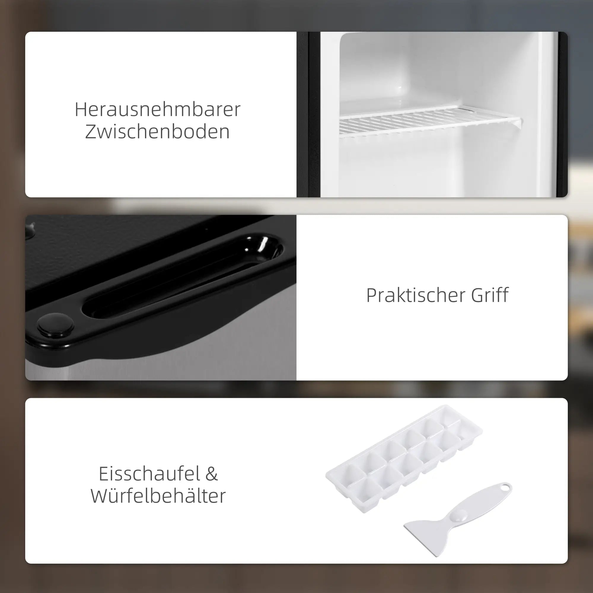 HOMCOM Mini-vriezer 35 l zilver - compact & efficiënt