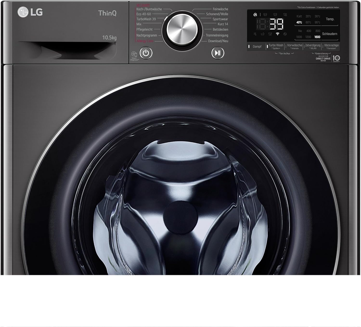 LG F4WV7080, Klasse A, Voorlader Wasmachine 8 kg, 1400 tpm, AI Direct Drive, Wi-Fi, Dieptereiniging met Stoom, Grote Capaciteit, TRIPLE A, Veiligheidsglas Buitendeur, 62 x 60 x 85 cm ꟷ Wit