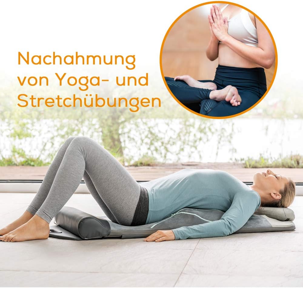 Beurer MG 280 yoga- en stretchmat, voor het rekken van spieren en ontspanning, massagemat voor nek, schouders en rug, opvouwbaar, 1 stuk (1-pack), grijs