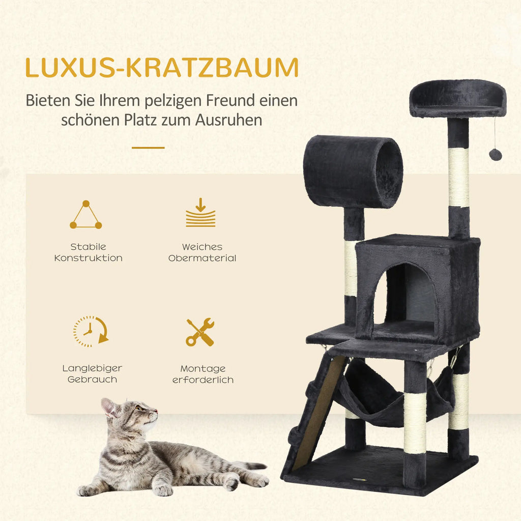 PawHut Krabpaal Kattenmeubels met Kattenhuis Hangmat Speelgoed