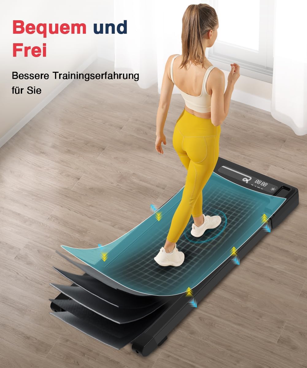 Redliro Walking Pad, Thuisloopband met Afstandsbediening en LED-Display, Compacte en Stille Loopband voor Thuis/Kantoor 1-6km/u