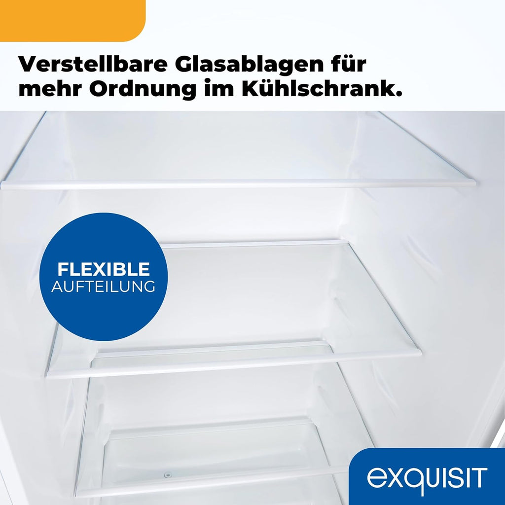 Exquisit Koelkast zonder vriesvak, grote koelkast, 5 legplanken, 242 liter, tafelmodel koelkast 143 cm hoog, KS5320-V-H-040E wit