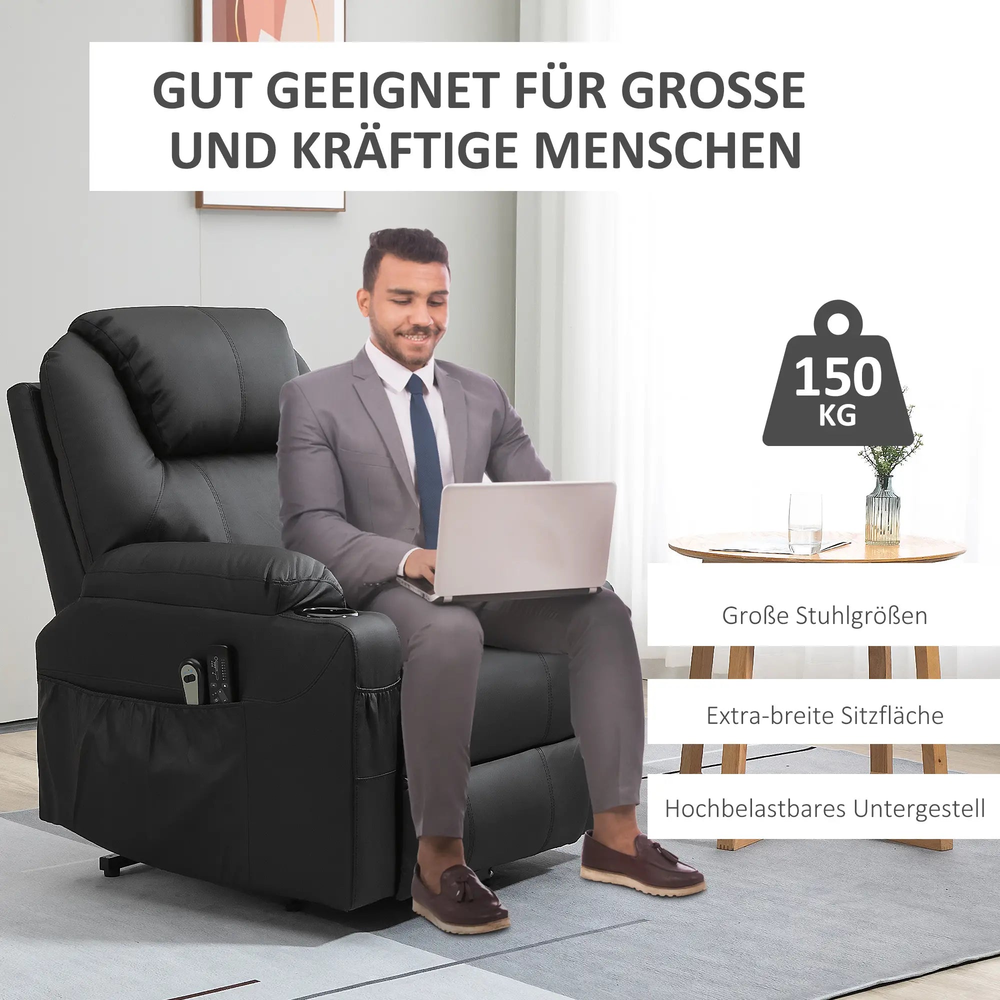 HOMCOM Sta-op stoel elektrisch Massage Ligfunctie