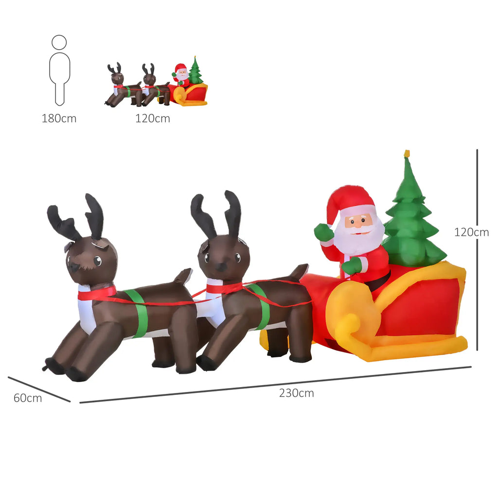 HOMCOM Opblaasbare kerstman met rendierslee LED IP44