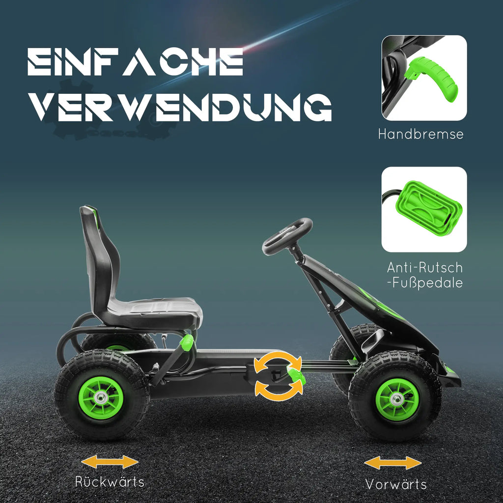 HOMCOM skelter kinderauto 3-voudig verstelbare zitting rubberbanden
