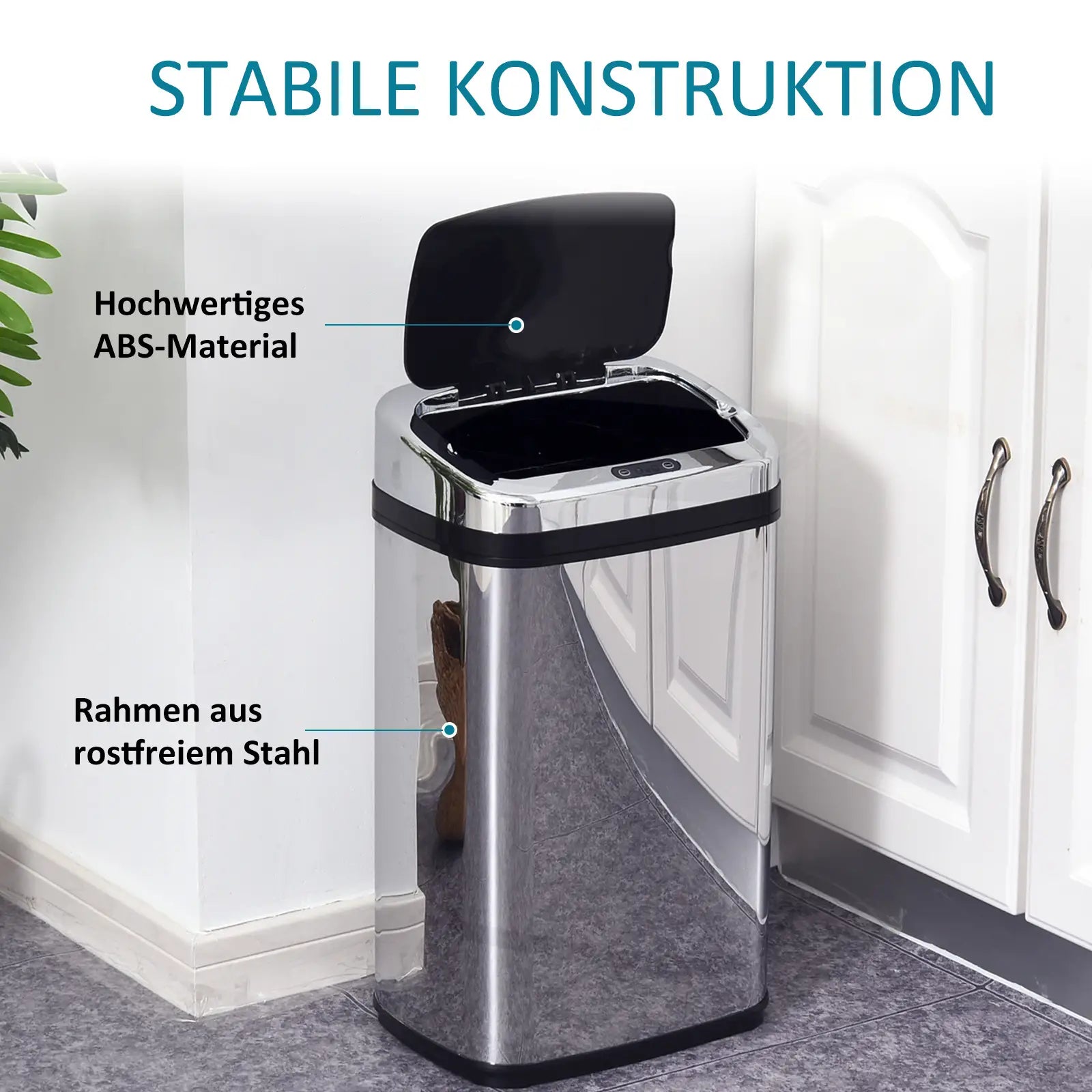 HOMCOM Automatische afvalemmer met sensor, roestvrij staal