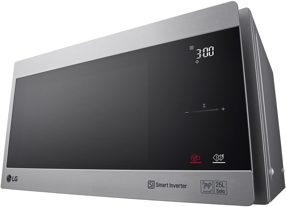 LG MS2595CIS magnetron met Smart Inverter-technologie, 25 liter inhoud, 1000 W, automatische programma's, instelbare vermogensniveaus en EasyClean-functie, zilver