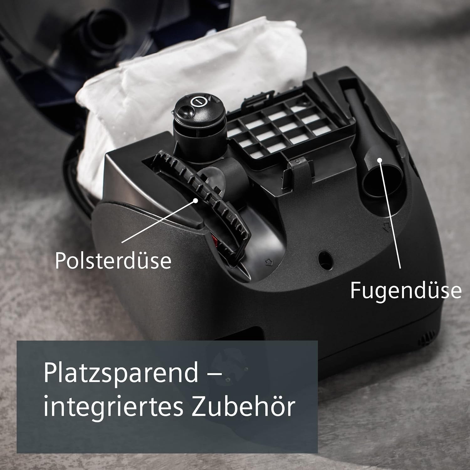 Siemens stofzuiger met zak synchropower VS06A111, stofzuiger, hygiënefilter, vloermond voor harde vloeren en tapijt, sterke zuigkracht, lange kabel, kierenzuiger, 600 W, blauw