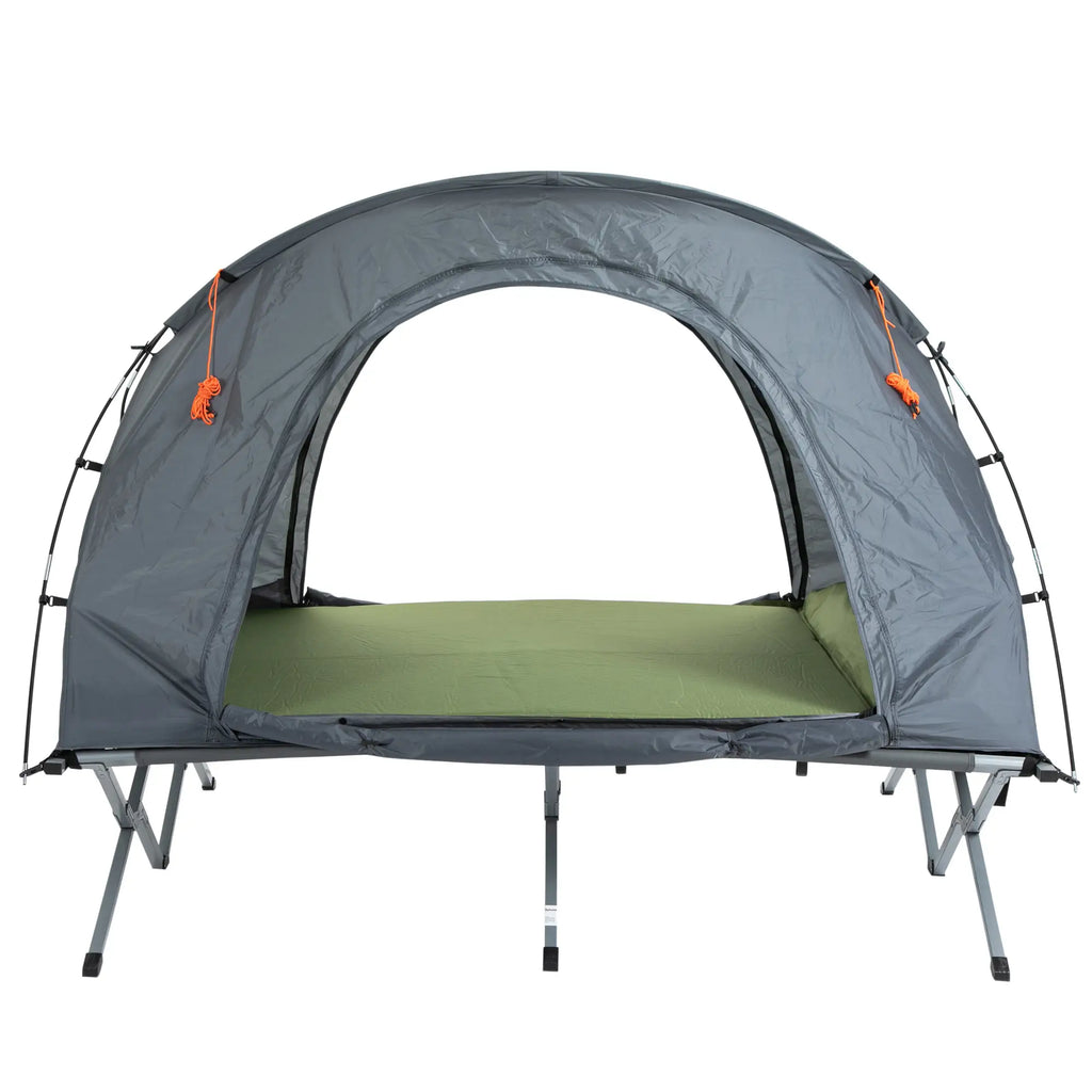Outsunny kampeerbed met tent & luchtmatras voor 2 personen, 200×146×159 cm, Grijs