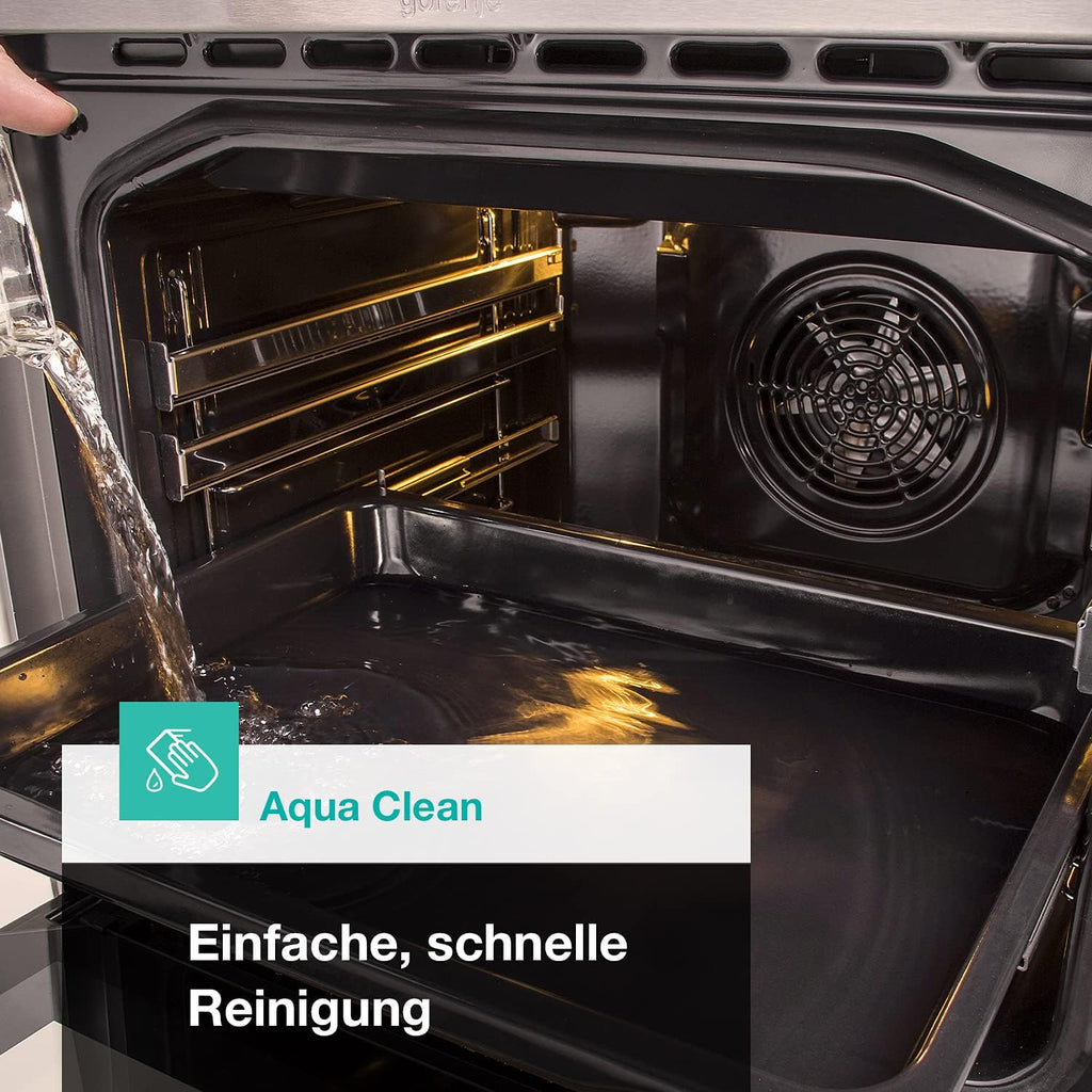 Gorenje GEIT5C61SPG vrijstaand fornuis met inductiekookplaat, 50 cm, 70 liter, zilver, PerfectGrill, AirFry, FrozenBake, Pizza Mode 300°C, AquaClean, Made in Europe, RVS
