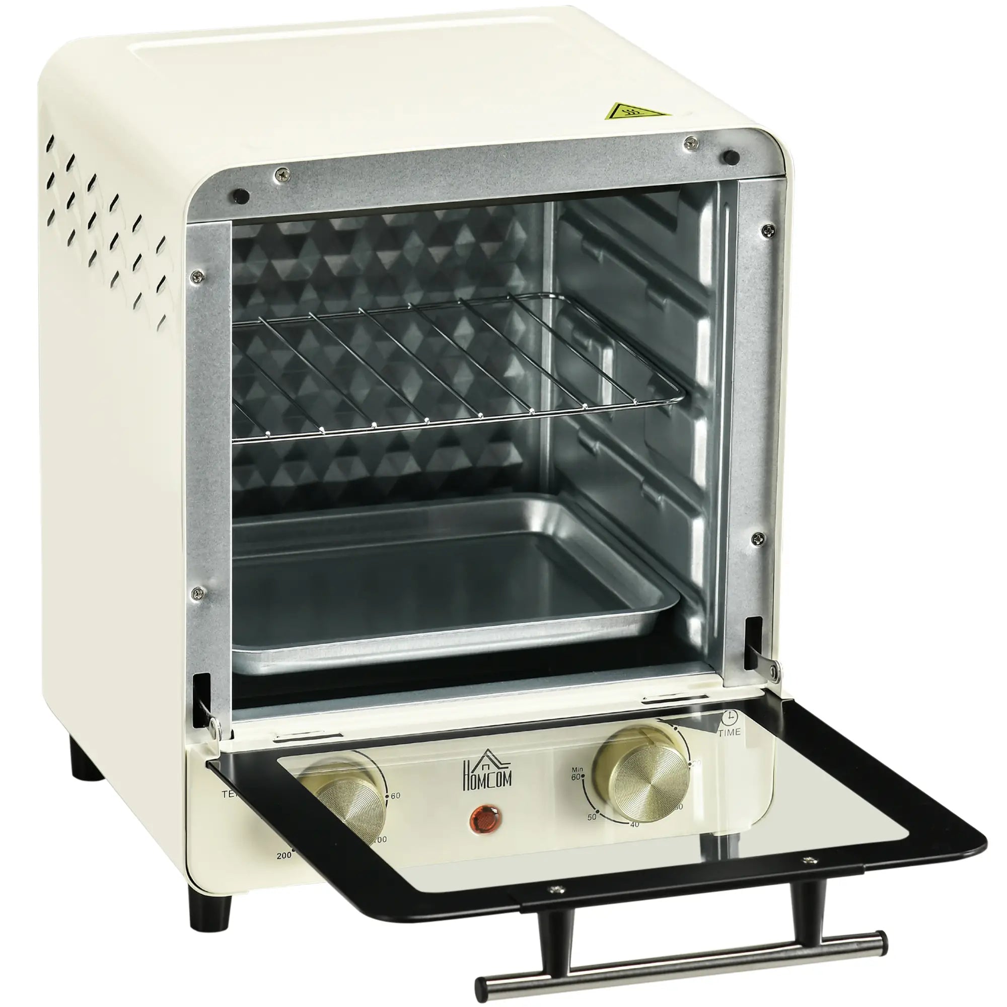 HOMCOM Mini-oven instelbare temperatuur timer kijkvenster crèmewit